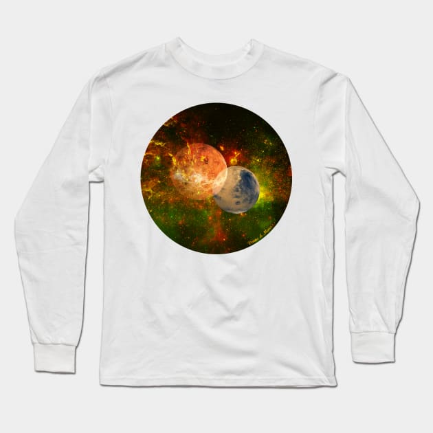 Venus & Mars in Love Venn diagram Long Sleeve T-Shirt by Crazydodo